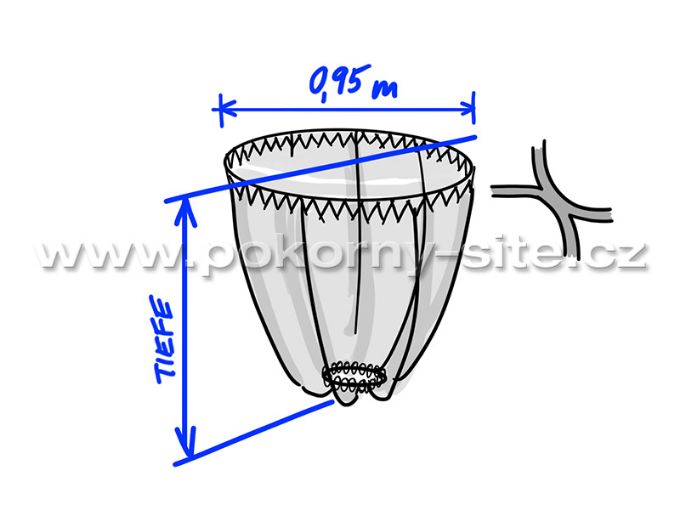 Bild von Mechanischer Kescher - loses Netz, maschinell hergestellt, Masche 15 mm, Ø 95 cm